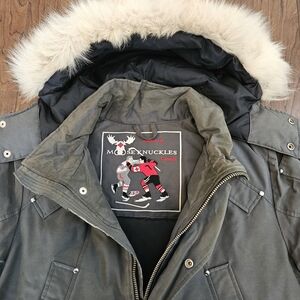Moose Knuckles Fur-Trimmed Down Jacket Mens Extra Large